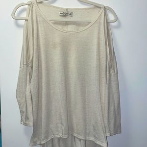 Tan off the shoulder 3/4 sleeve loose fitting top